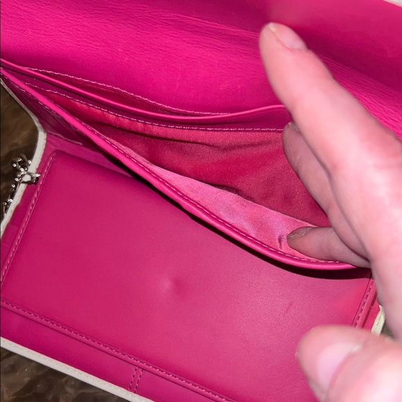 Coach Pink and Cream Continental Long Wallet and Checkbook w/ unbranded chain - Picture 7 of 11
